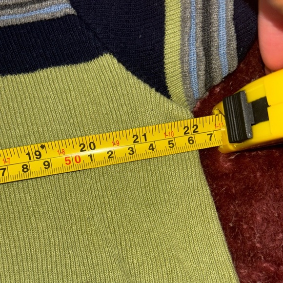 Striped Green and navy Women's Sweater - Picture 5 of 8